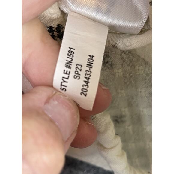 Madewell XS Button-Up Drawstring Shirt in Blooming Ikat white cropped - Picture 11 of 11